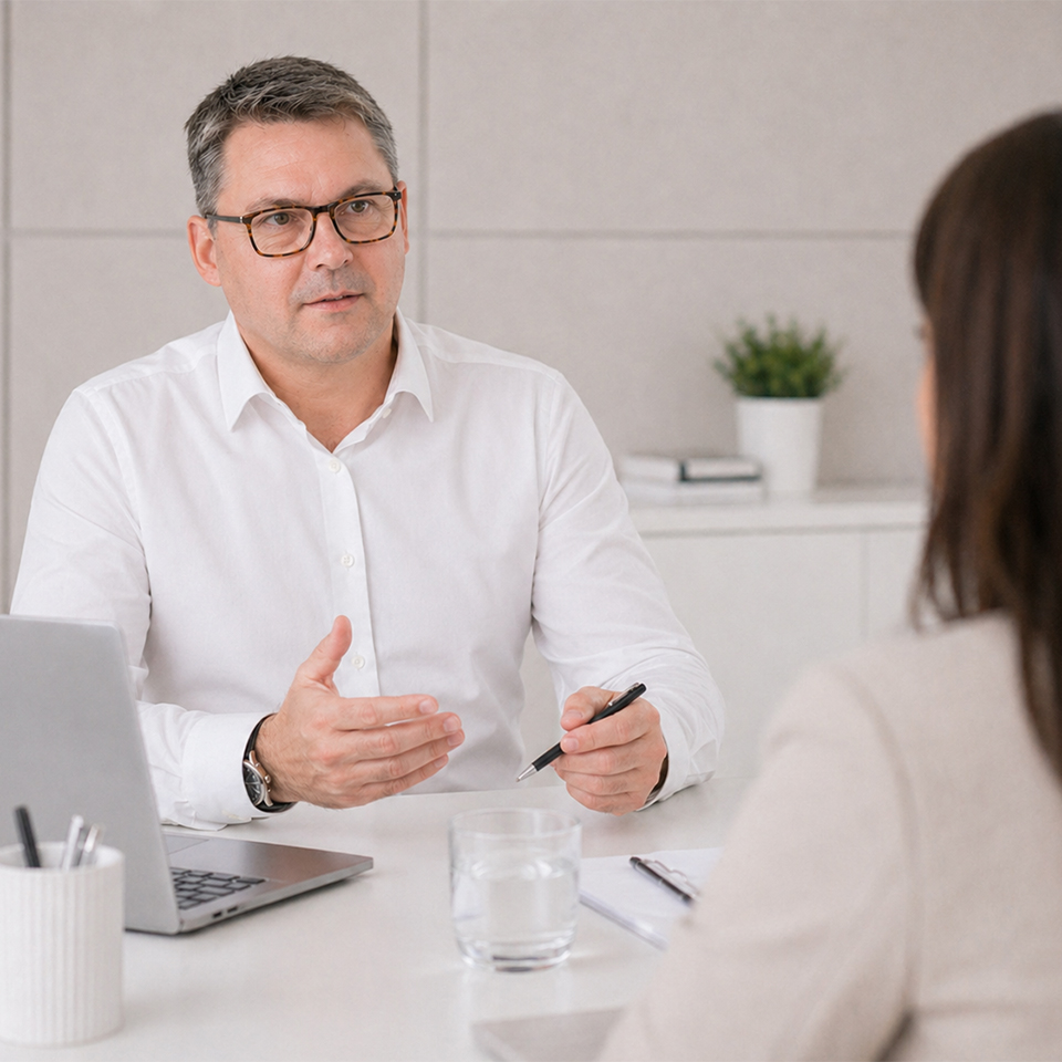 Persönliches Coaching-Gespräch bei decira von Marco Frei – Begleitung für Führungskräfte bei Struktur, Organisation und klaren Entscheidungen beruflich und privat.