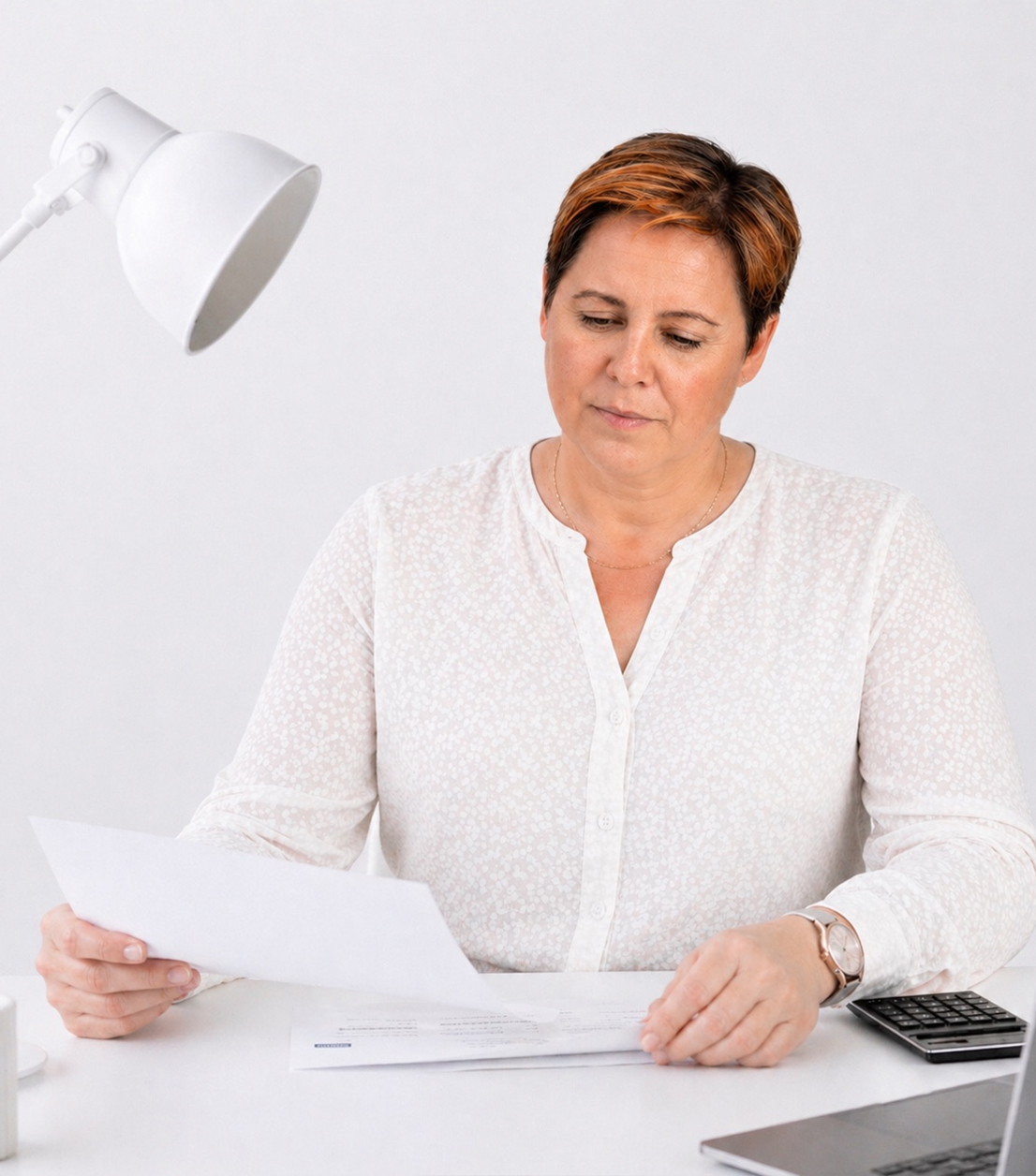 Nicole Klingel von decira transition bei der Arbeit mit Unterlagen – Mediation, Coaching und Begleitung bei Unternehmensnachfolge in Familienunternehmen.