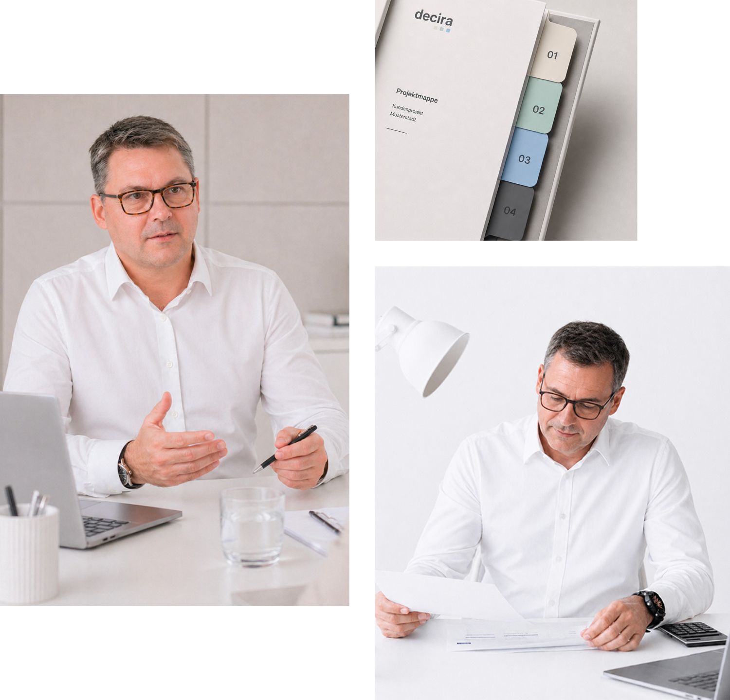 Bildcollage mit Marco Frei von decira system – Führungskräfte-Coaching und Beratung zu Führung, Struktur, Organisation und effizienten Arbeitsprozessen.