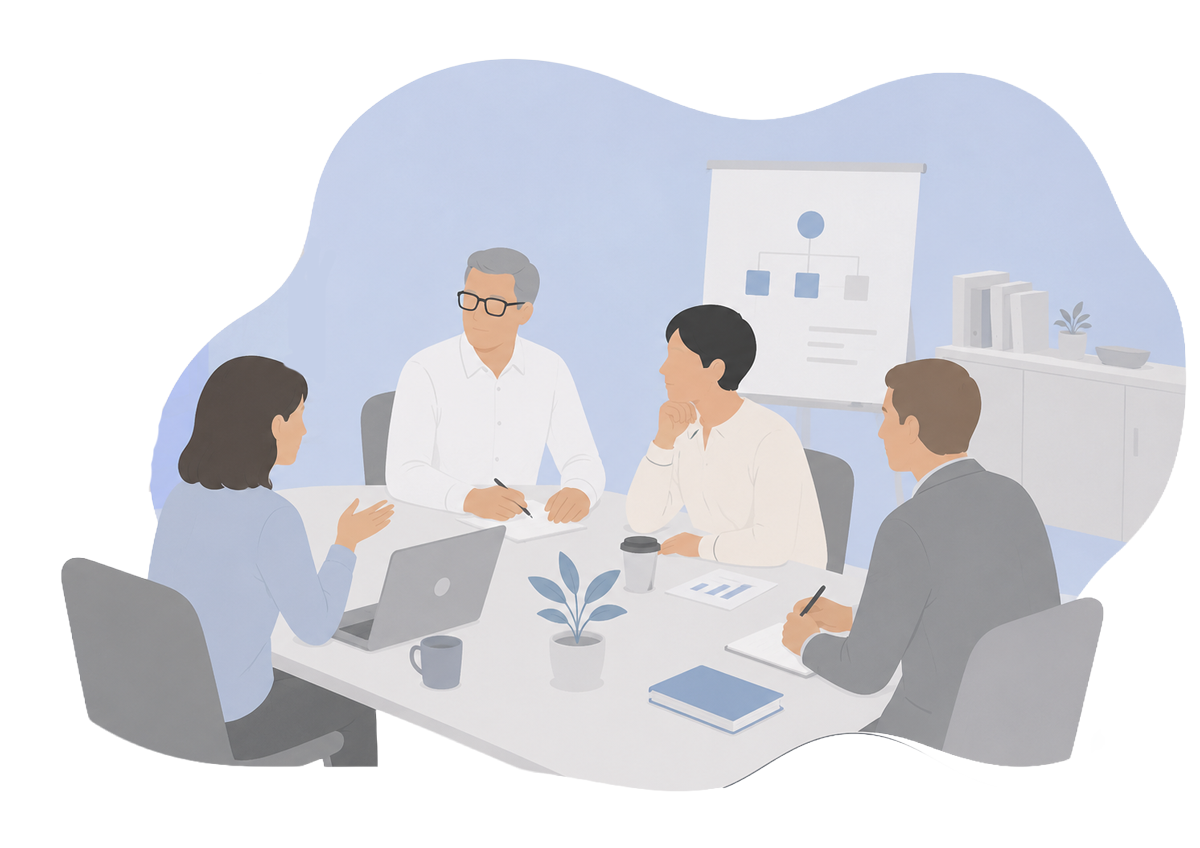 Illustration zu Verhandlung und Entscheidung bei decira system – Coaching für klare Entscheidungen, Verhandlungskompetenz und Verantwortung.
